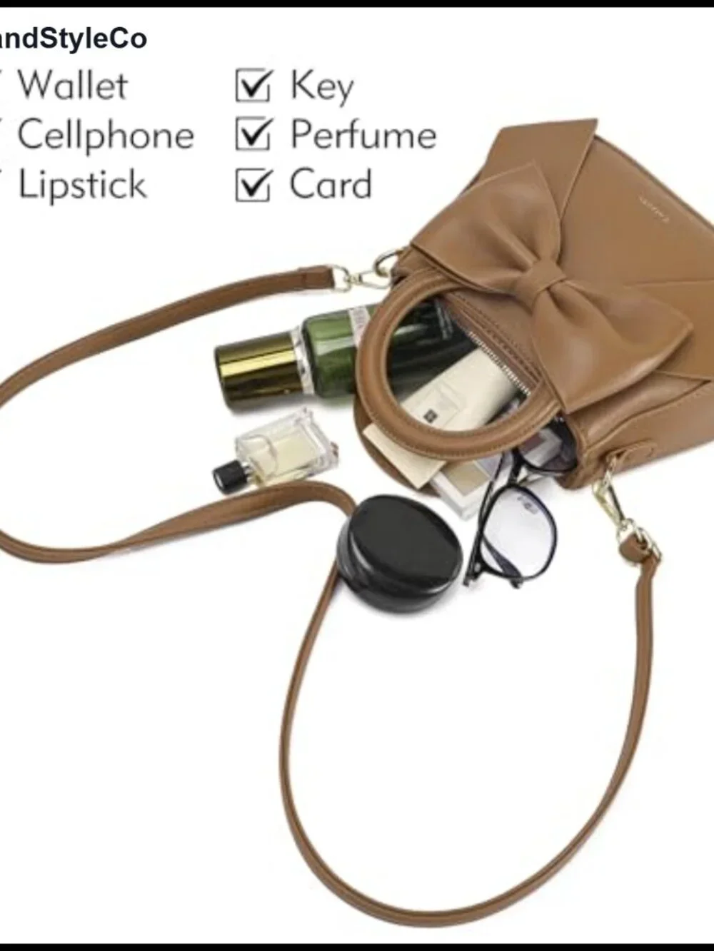 Small Crossbody Bag for Women Vegan Leather with Top Handle and Cute Bow Knot